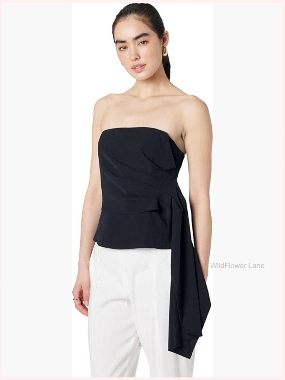 Strapless Drape Front Bustier Top - Off Shoulder Solid Casual Top